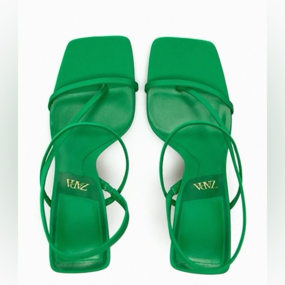 NWT. Zara Green High Heel Strappy Sandals. Size 6, 10 - Picture 3 of 9